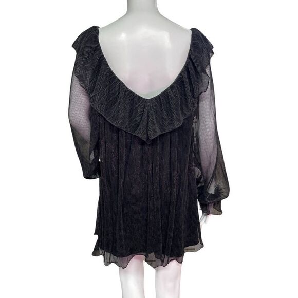 Tularosa Black‎ Sheer Ruffle Mini Dress Boho Romantic Long Sleeve Small NWT - Picture 6 of 12